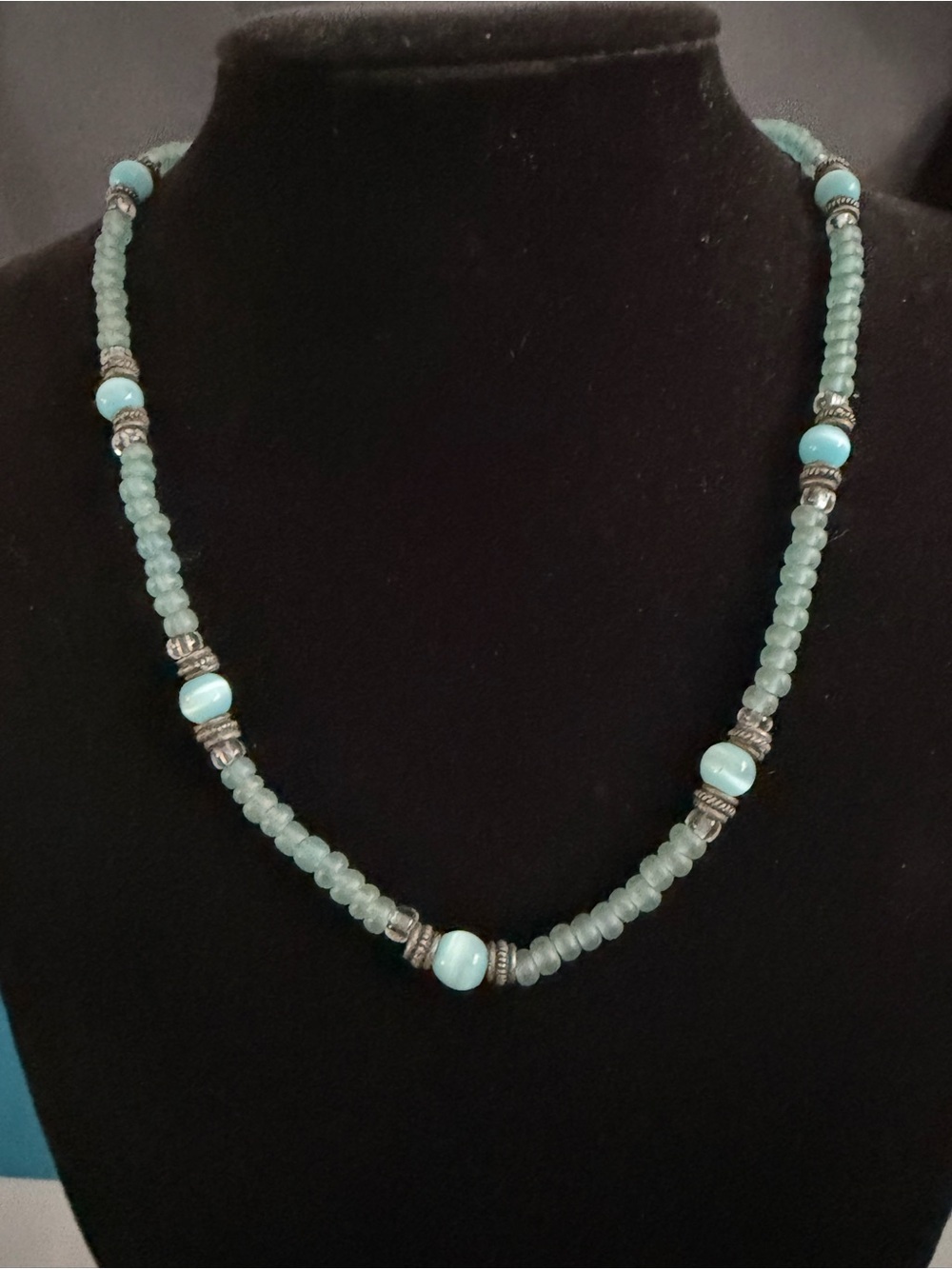 Turquoise Beaded Women's Necklace - Elegant Aqua Statement